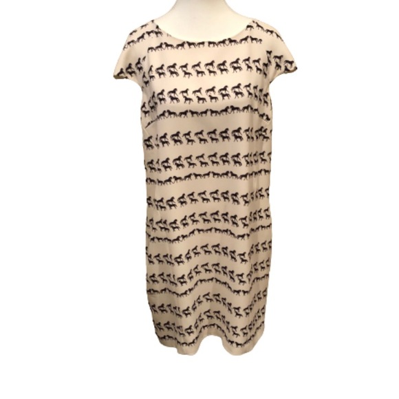 Club Monaco Jami Horse Print Black and Cream Dress with pockets Size 8 - Picture 4 of 14